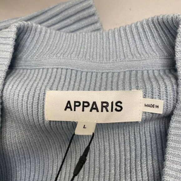 NEW APPARIS Womens Anderson Soft Ribbed Cardigan Sweater Size L Light Blue - Picture 2 of 13